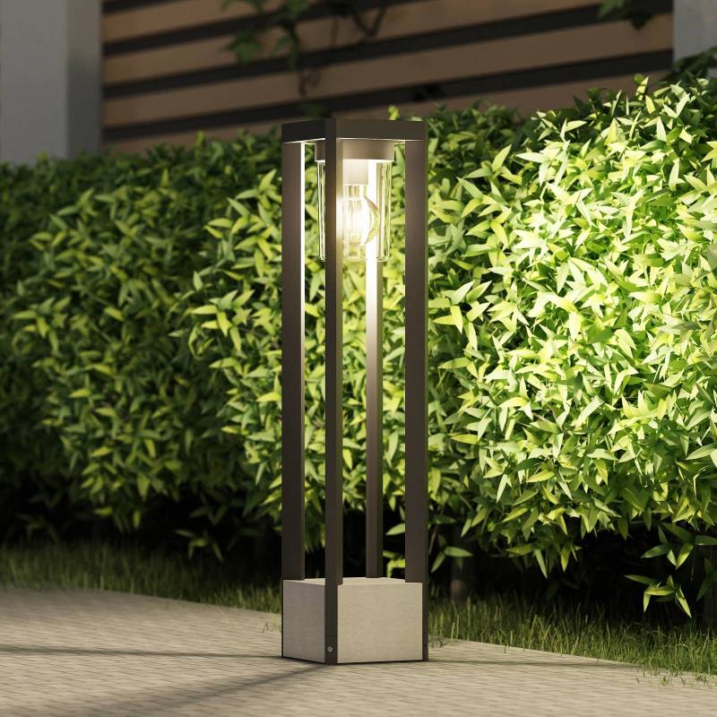 Lucande Wegeleuchte Kalisa, E27, IP44, 70 cm, grau, Metall von LUCANDE