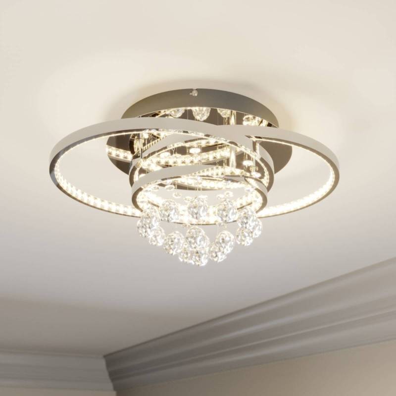 Lucande LED-Deckenleuchte Keely, chromfarben, Kristall, 45cm von LUCANDE