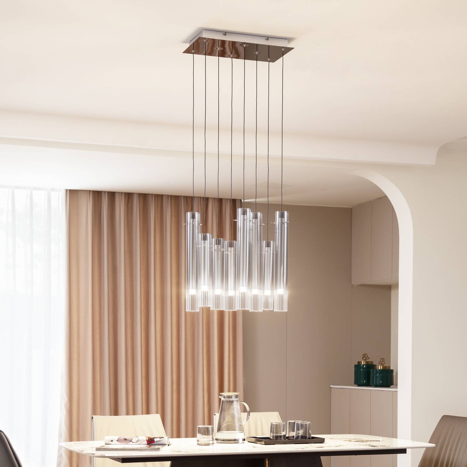 Lucande LED-Deckenleuchte Korvitha, 8-flammig, grau, Glas Lucande LED-Deckenleuchte Korvitha, 8-flammig, grau, Glas von LUCANDE