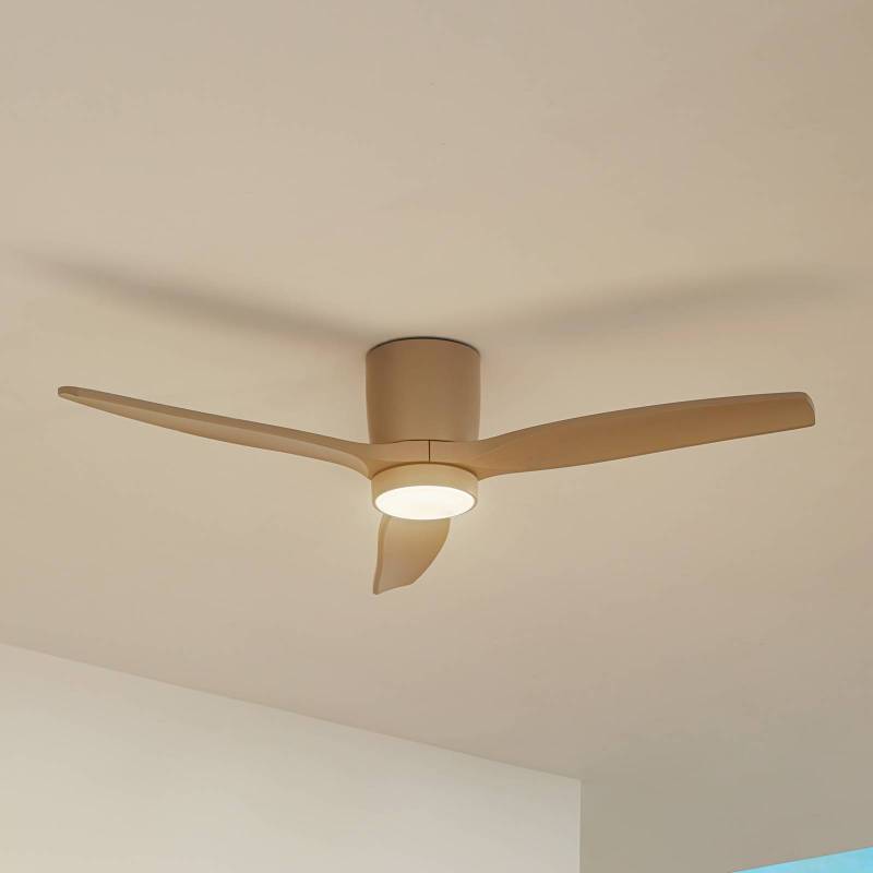 Lucande LED-Außen-Deckenventilator Sorin, beige, DC, leise von LUCANDE