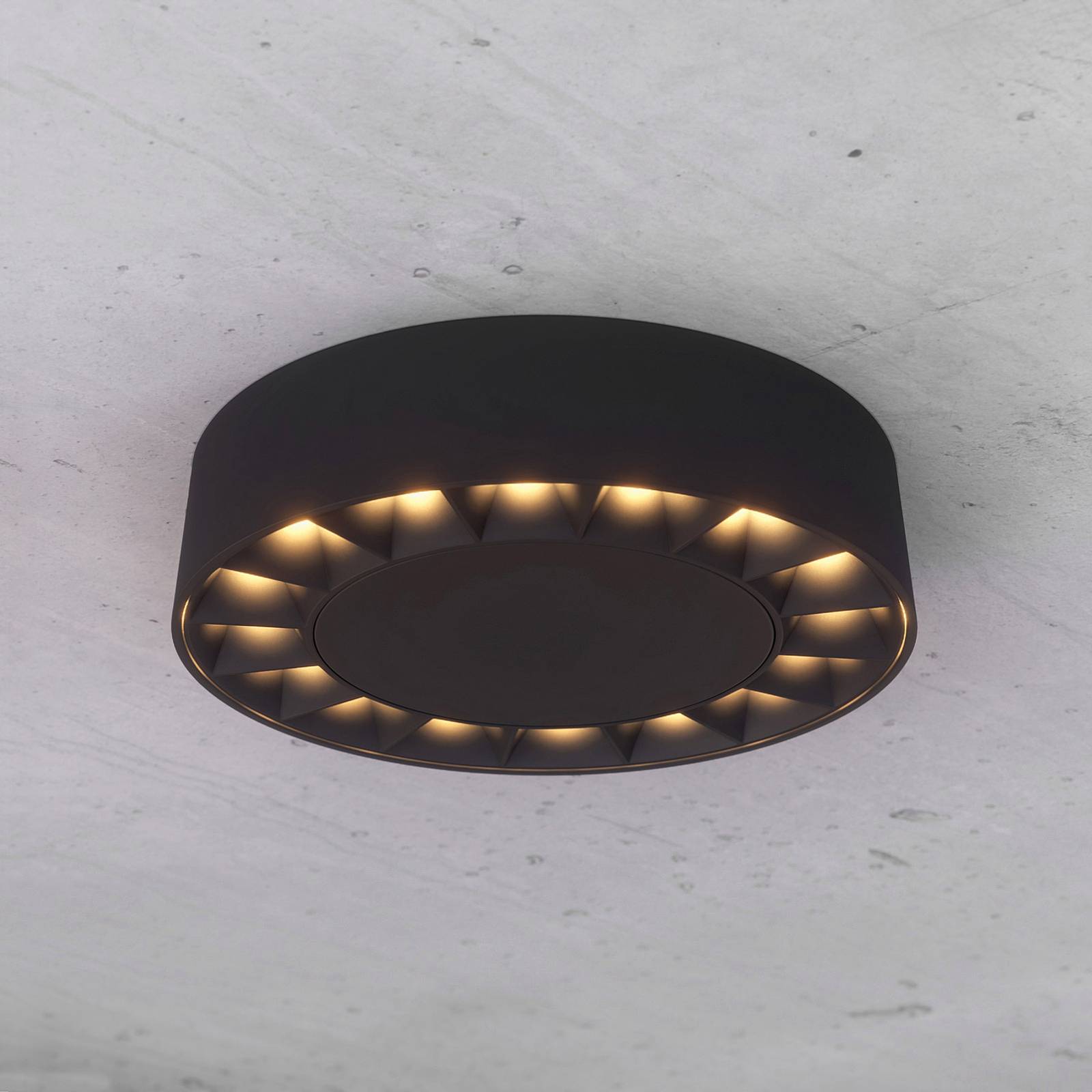 Lucande LED-Außendeckenleuchte Kelissa, rund, schwarz von LUCANDE