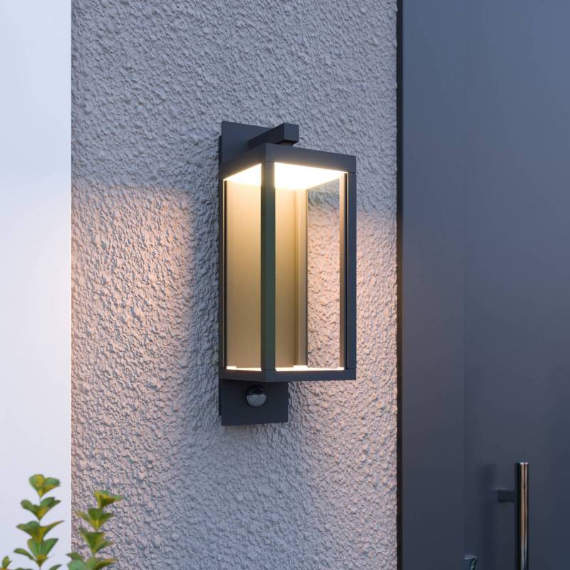 Lucande LED-Außenwandleuchte Ferdinand, Sensor, grau, 38 cm von LUCANDE