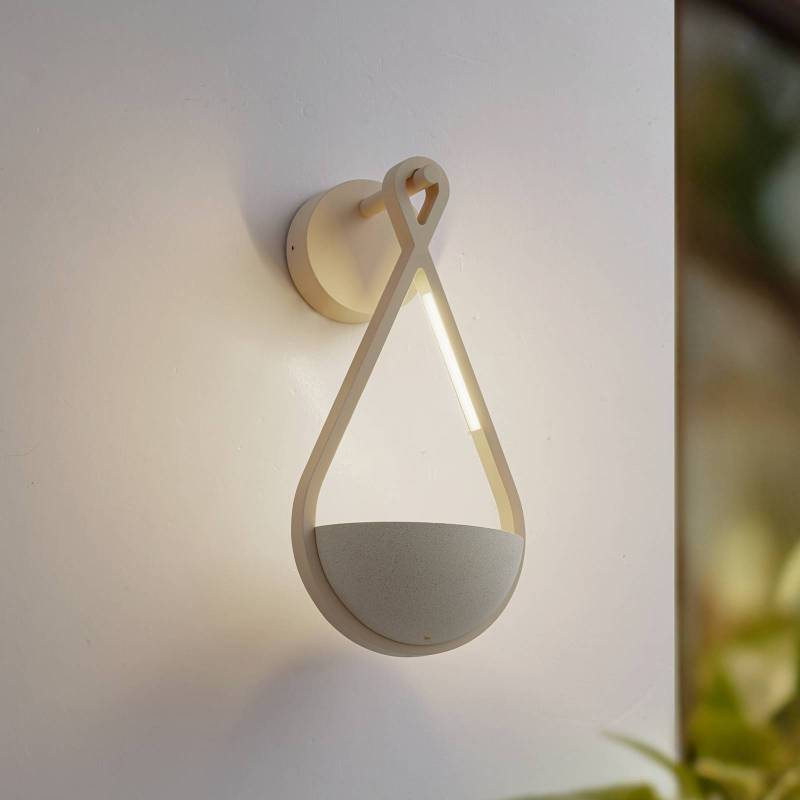 Lucande LED-Außenwandlampe Florka, Beton, Blumenampel, IP54 von LUCANDE