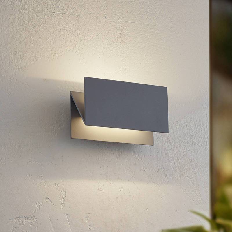Lucande LED-Außenwandleuchte Meja, grau, Metall, 27cm, IP54 von LUCANDE