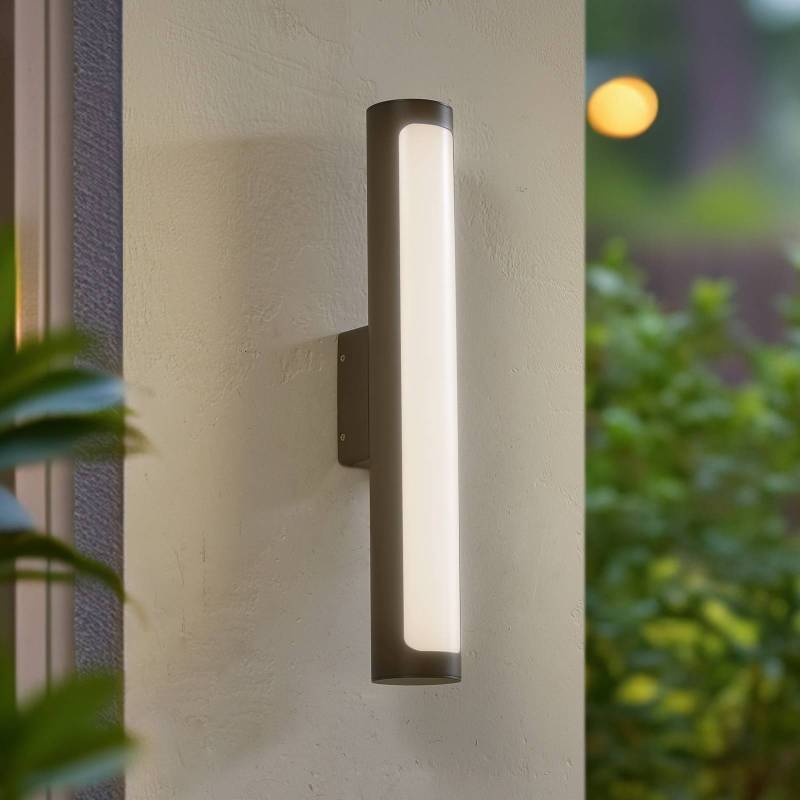 Lucande LED-Außenwandlampe Tuberia, anthrazit, Metall, Ø 7cm von LUCANDE