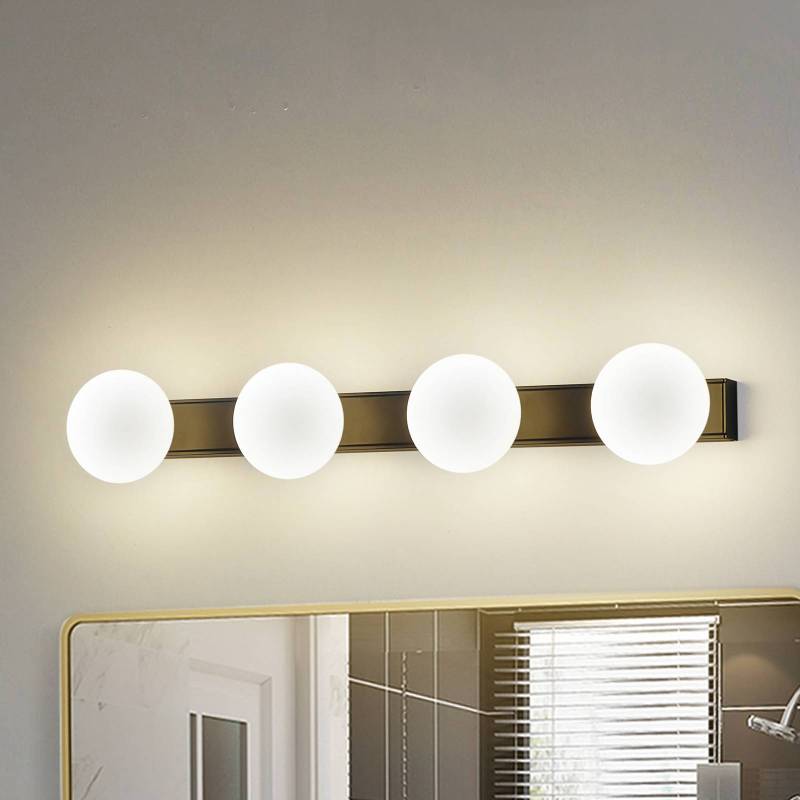 Lucande LED-Bad-Wandlampe Myrra, schwarz, Glas, 60 cm, IP44 von LUCANDE
