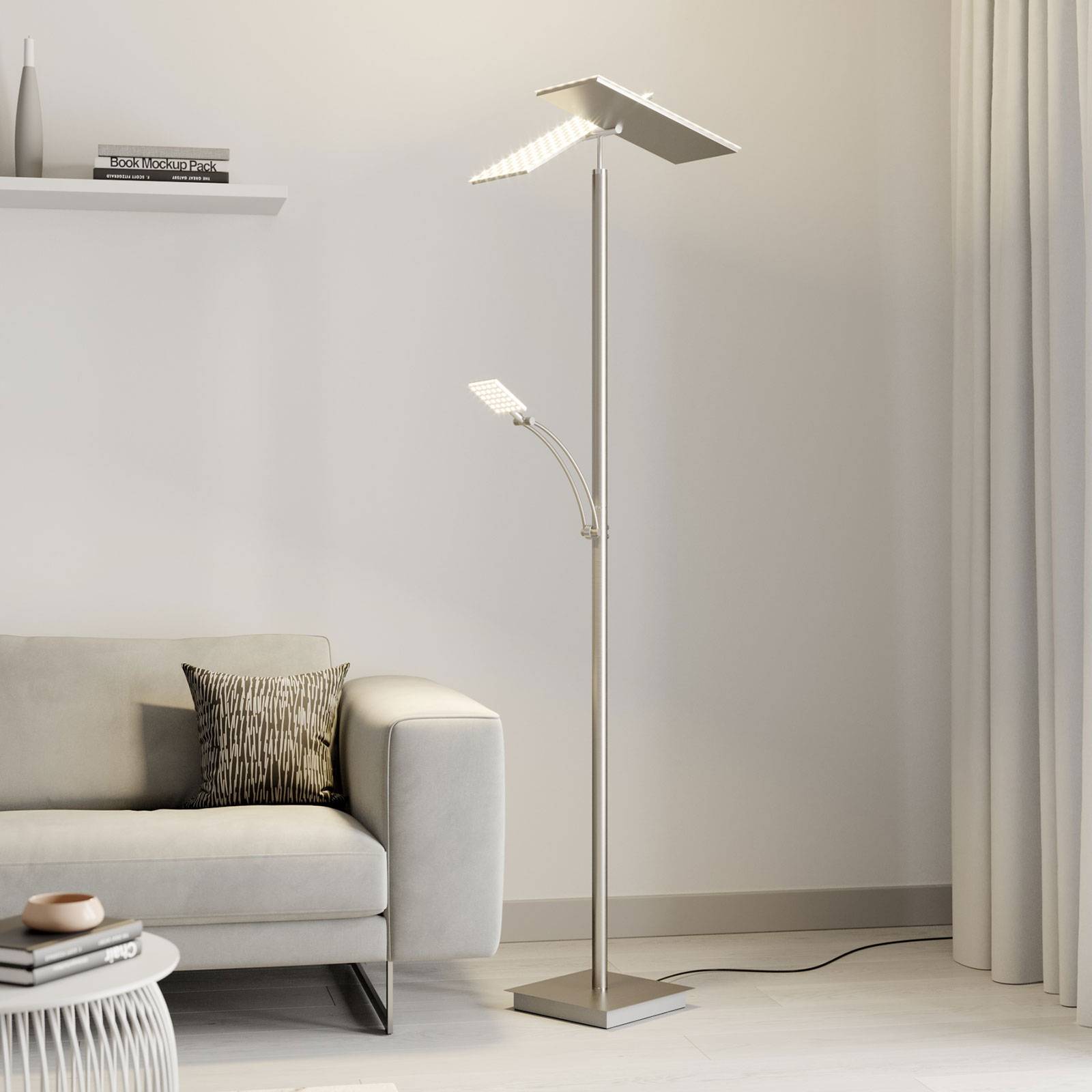 Lucande LED-Stehleuchte Parthena, nickel, Metall, 180 cm Lucande LED-Stehleuchte Parthena, nickel, Metall, 180 cm von LUCANDE