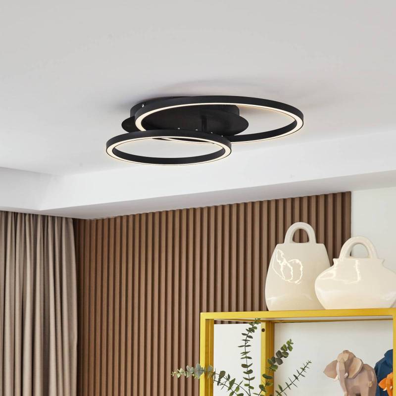 Lucande LED-Deckenlampe Tjado, 62 cm lang, schwarz, Metall von LUCANDE