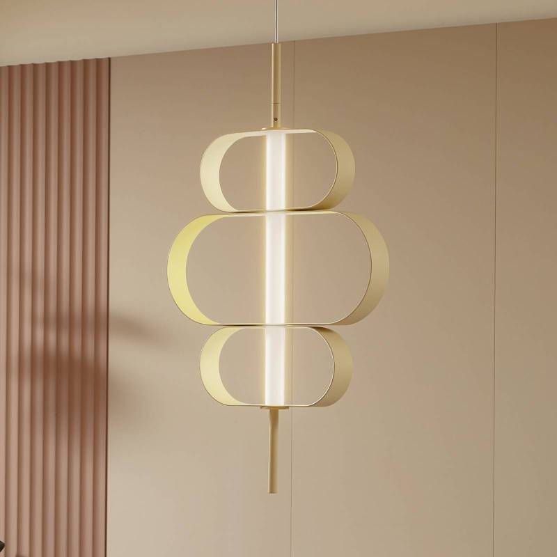 Lucande LED-Hängeleuchte Audrina, beige, Metall, dimmbar von LUCANDE