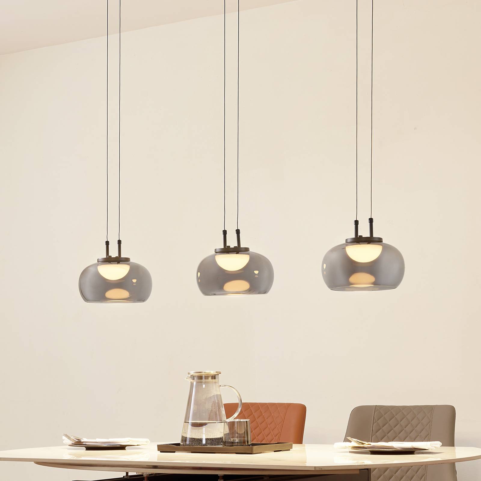 Lucande LED-Hängeleuchte Dain, 3-flammig, rauchgrau, Glas Lucande LED-Hängeleuchte Dain, 3-flammig, rauchgrau, Glas von LUCANDE