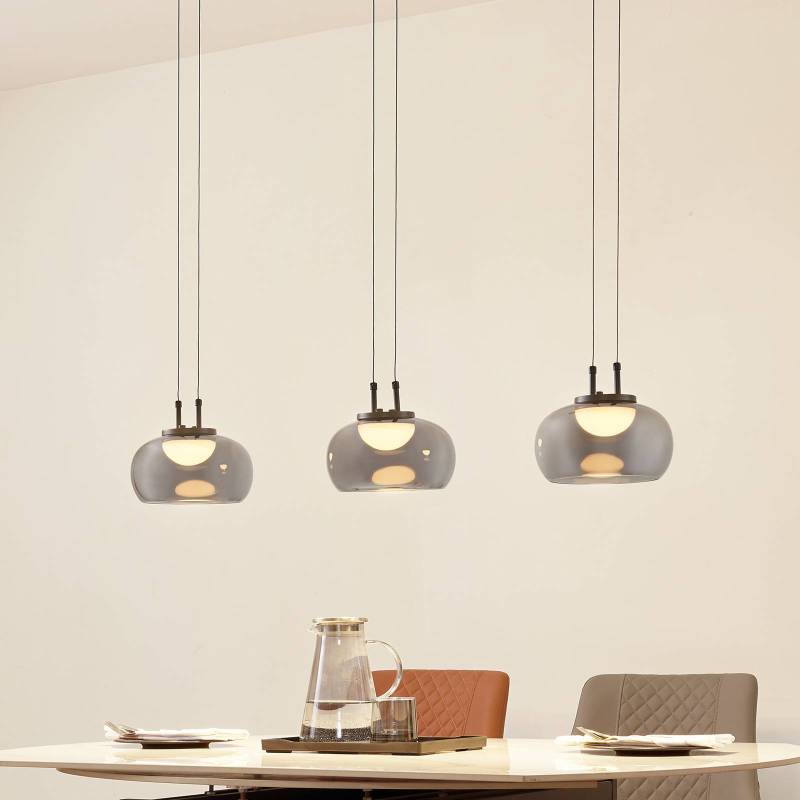 Lucande LED-Hängeleuchte Dain, 3-flammig, rauchgrau, Glas von LUCANDE