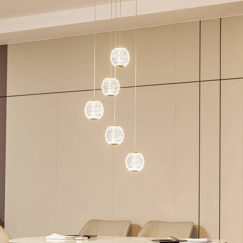 Lucande LED-Hängeleuchte Ismenia, 5-flammig, messing, Acryl von LUCANDE