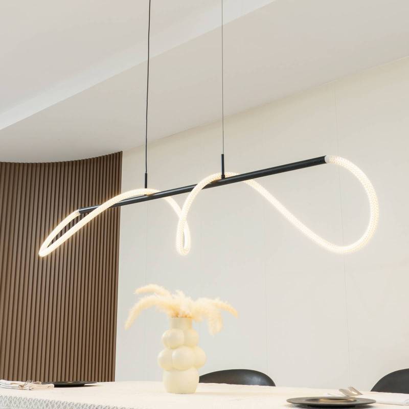 Lucande LED-Hängeleuchte Kisune, schwarz/weiß, Metall von LUCANDE