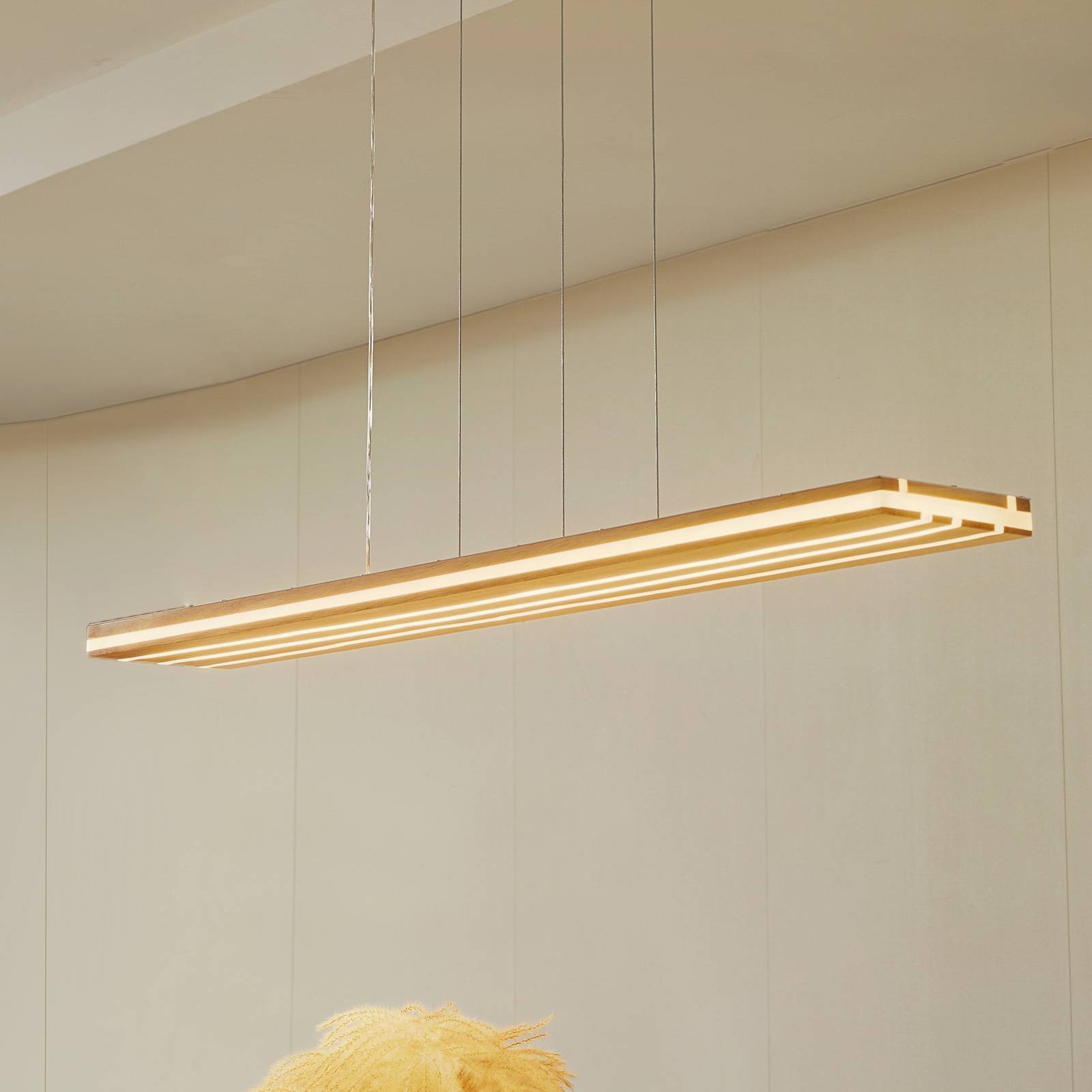 Lucande LED-Hängeleuchte Silja, Holz, Acryl, weiß, 3000K Lucande LED-Hängeleuchte Silja, Holz, Acryl, weiß, 3000K von LUCANDE