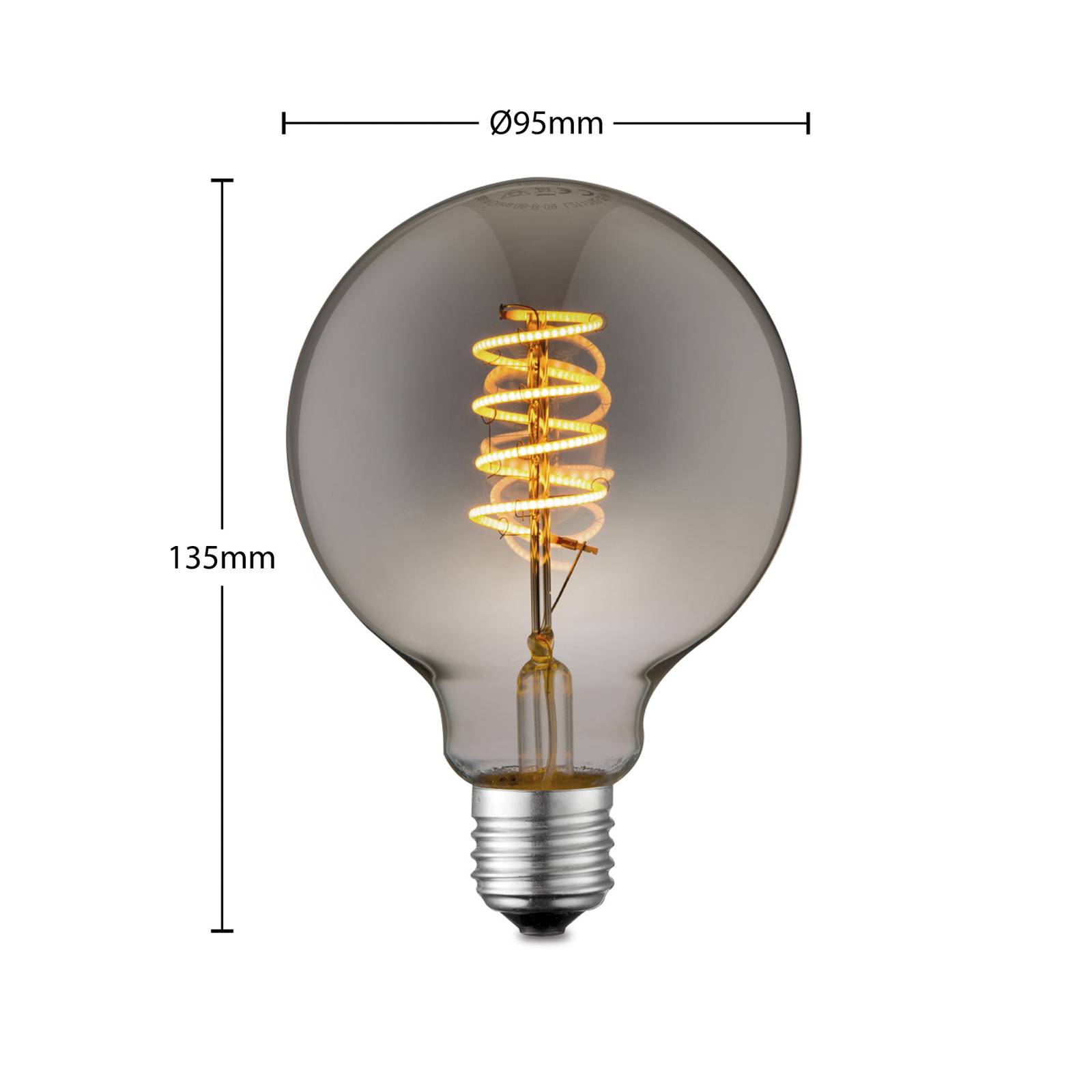 Lucande LED-Lampe E27 G95 4W 1.800K dimmbar smoke von LUCANDE