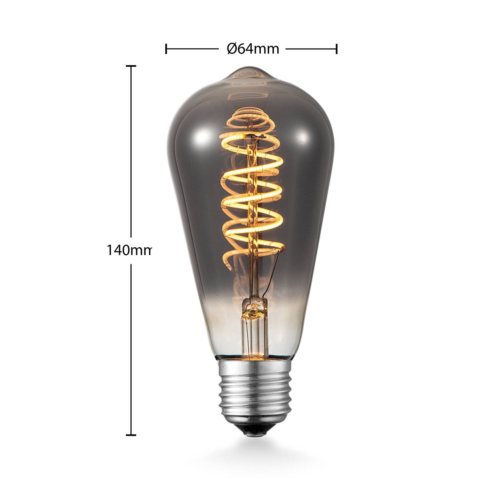 Lucande LED-Lampe E27 ST64 4W 1.800K dimmbar titan von LUCANDE