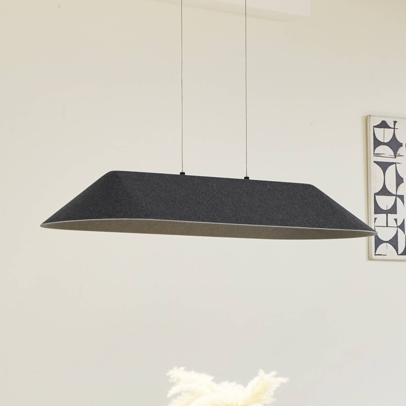 Lucande LED-Pendelleuchte Naelle, schwarz/grau, Filz, 109cm Lucande LED-Pendelleuchte Naelle, schwarz/grau, Filz, 109cm von LUCANDE