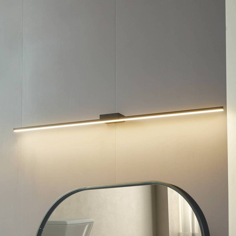 Lucande LED-Spiegellampe Kivana, schwarz, Metall, 120cm IP44 von LUCANDE