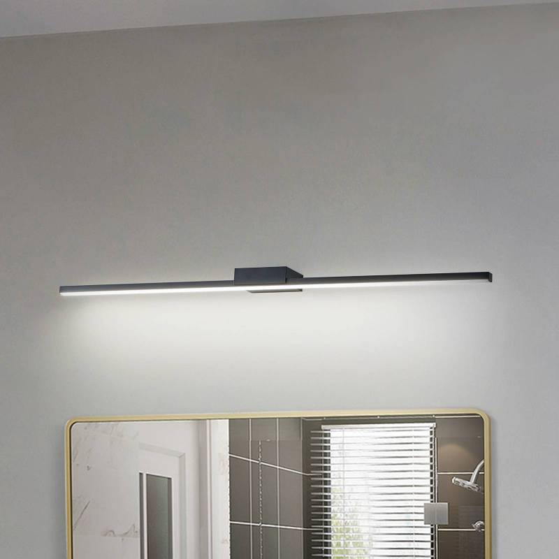 Lucande LED-Spiegellampe Kivana, schwarz, Metall, 90cm, IP44 von LUCANDE