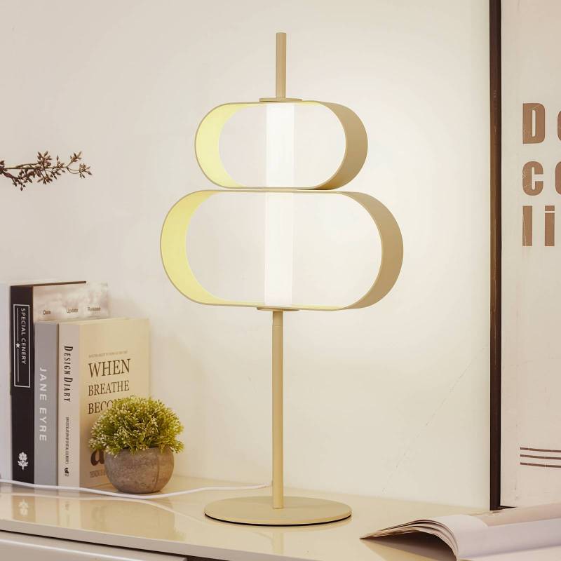 Lucande LED-Tischleuchte Audrina, beige, Metall, dimmbar von LUCANDE