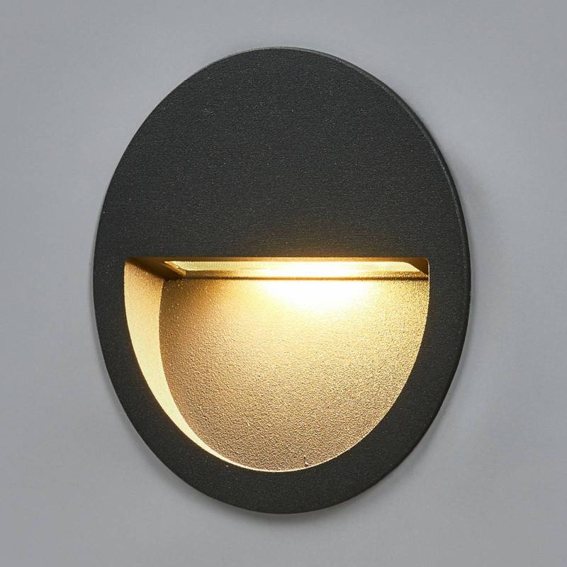 Lucande LED-Wandeinbauleuchte Loya, Ø 11,5 cm, grau, IP54 von LUCANDE