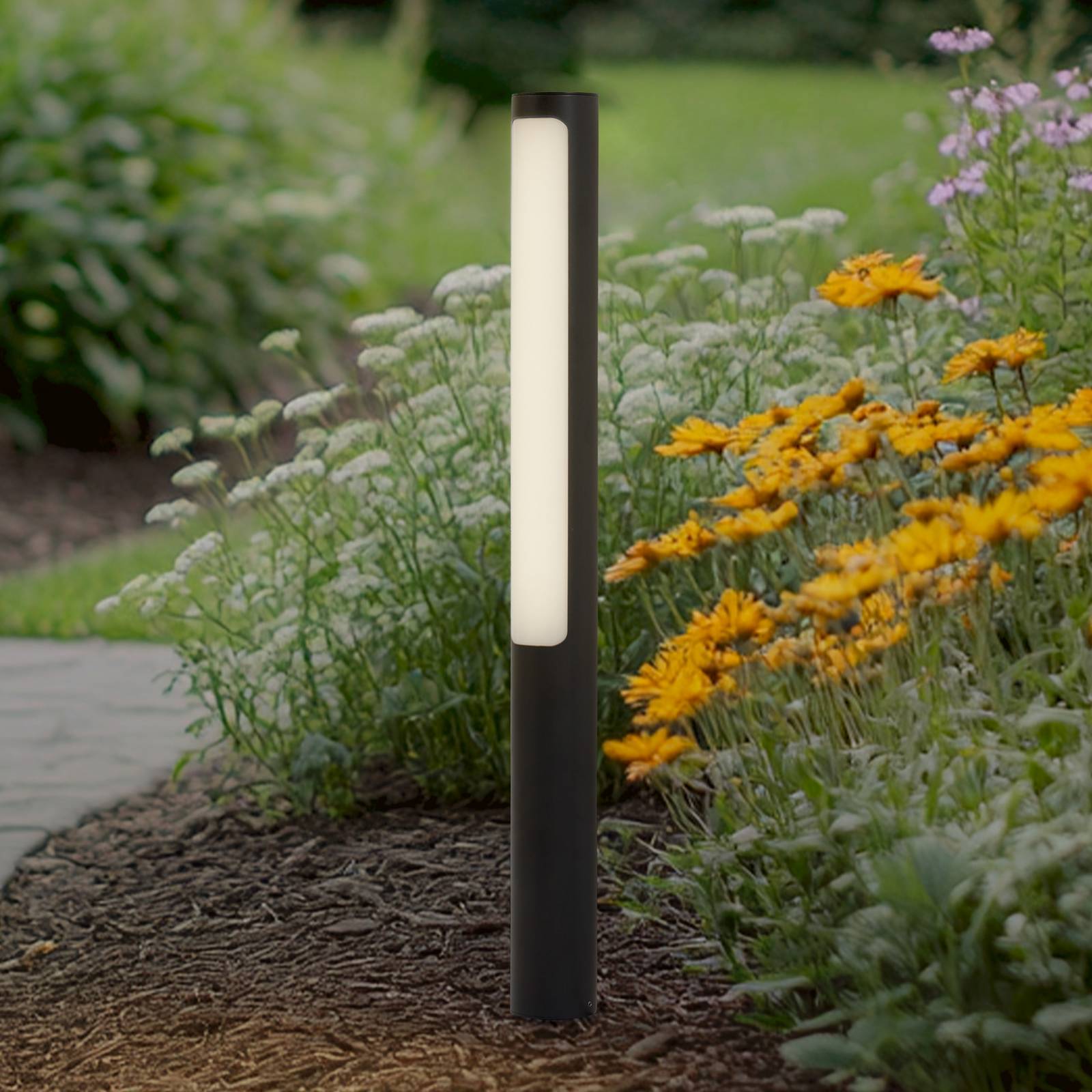 Lucande LED-Wegeleuchte Tuberia, anthrazit, Metall, 80 cm Lucande LED-Wegeleuchte Tuberia, anthrazit, Metall, 80 cm von LUCANDE
