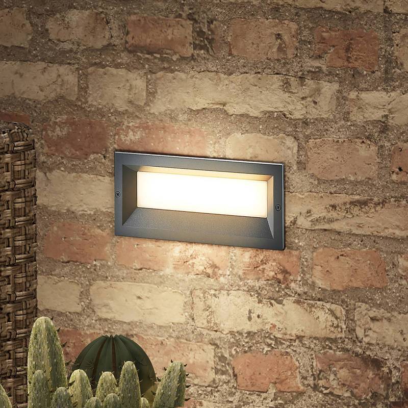 Lucande LED-Wandeinbaulampe Lachlain, anthrazit, 25 cm, IP65 von LUCANDE