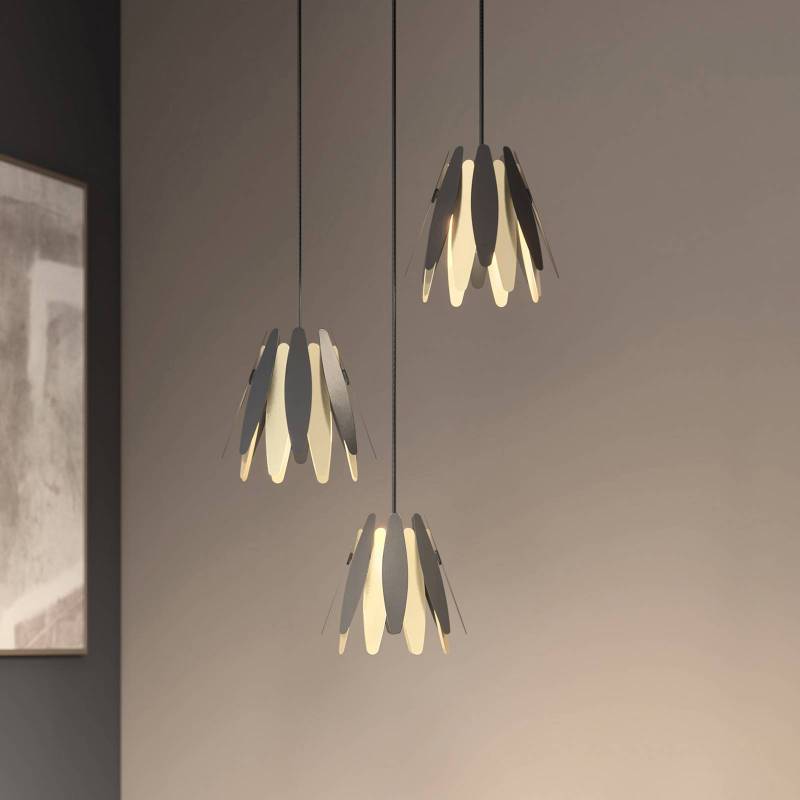 Lucande Lounit Hängelampe, schwarz-gold, 3-flammig von LUCANDE