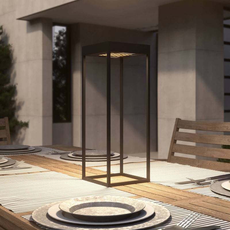 Lucande LED-Solarleuchte Lynzy, 58cm, schwarz, Metall, IP65 von LUCANDE