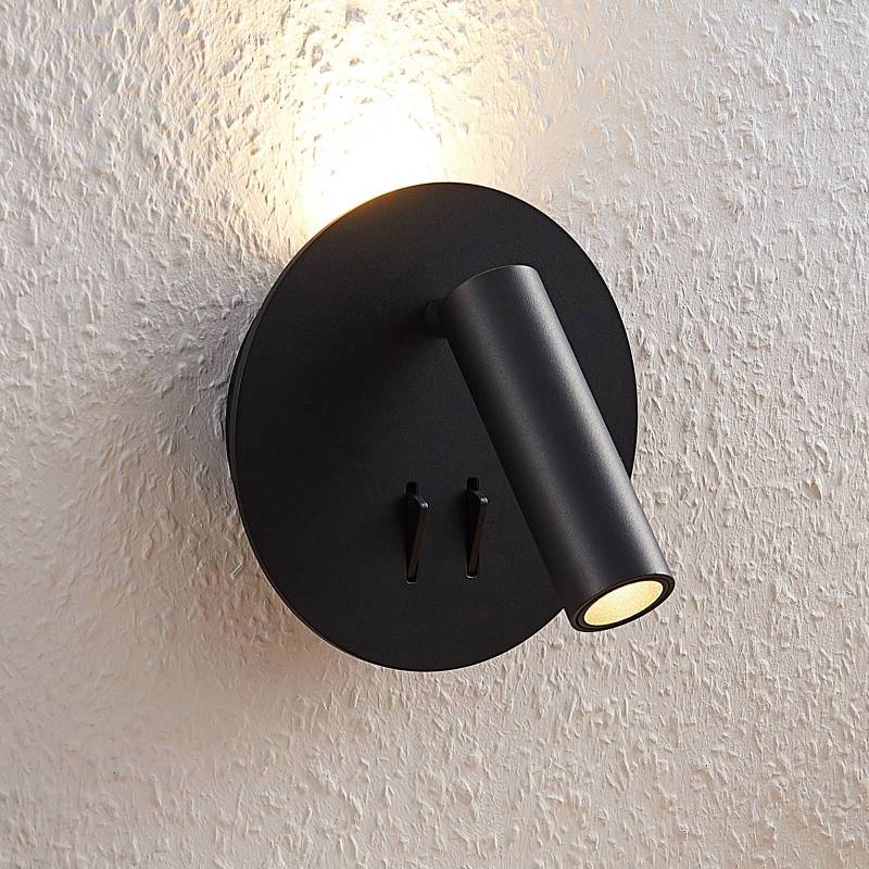 Lucande LED-Wandleuchte Magya, schwarz, Ø 14 cm, verstellbar von LUCANDE
