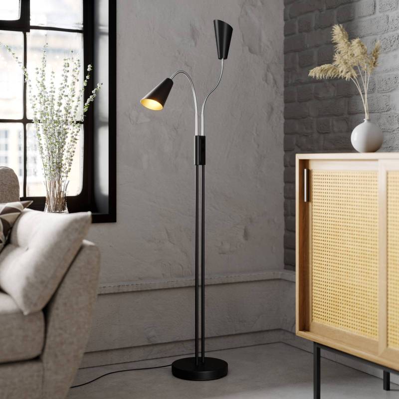 Lucande Stehlampe Medira, schwarz, 2-flg., verstellbar, GU10 von LUCANDE