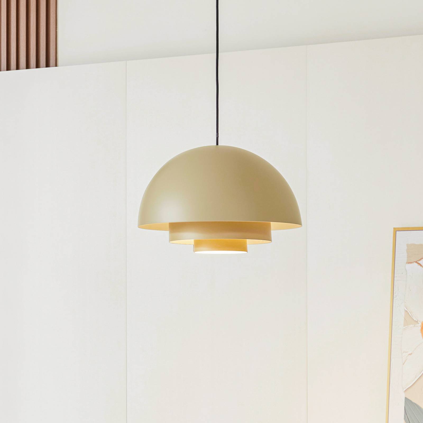 Lucande Nymara LED-Hängeleuchte, beige, Aluminium, Ø 40 cm Lucande Nymara LED-Hängeleuchte, beige, Aluminium, Ø 40 cm von LUCANDE