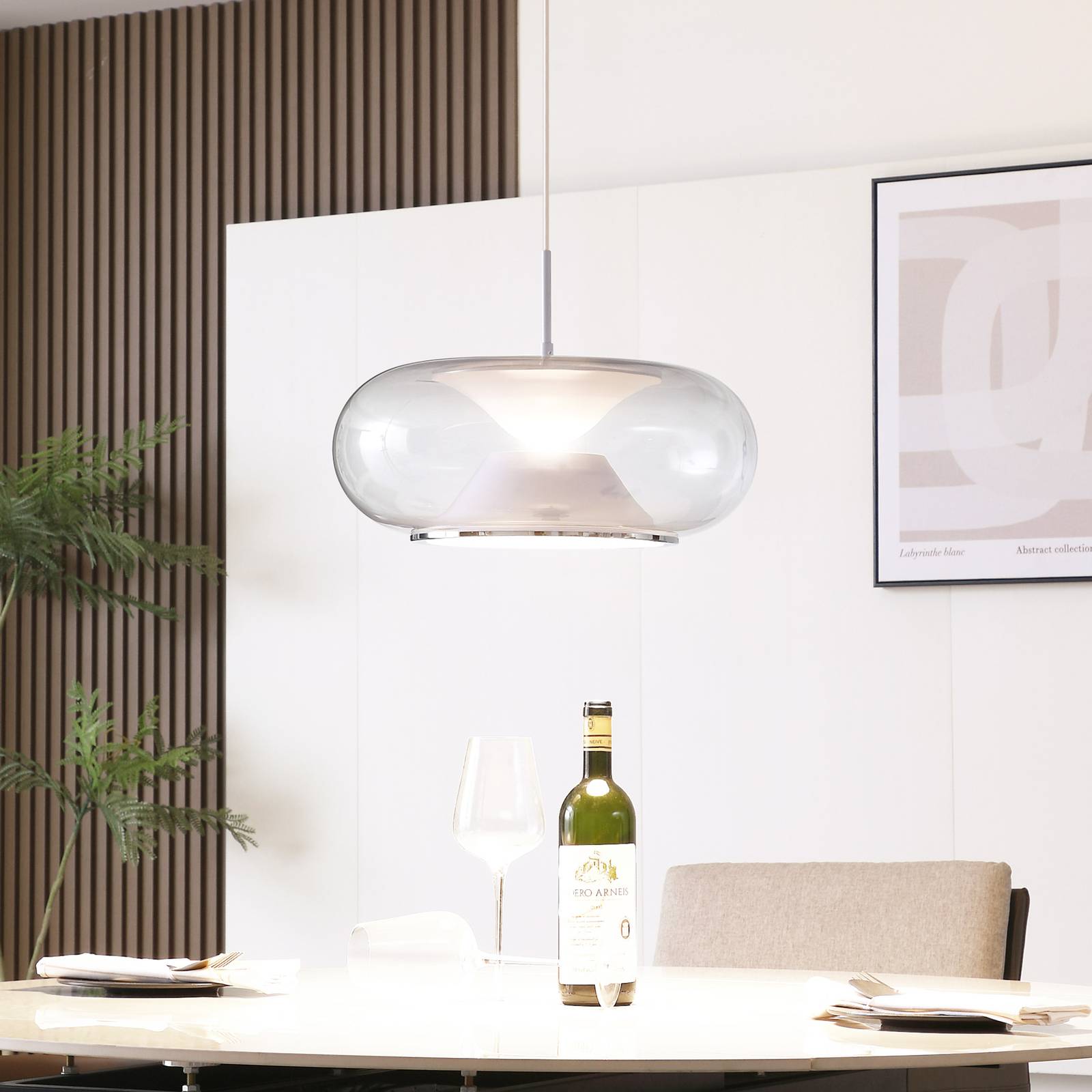 Lucande LED-Hängeleuchte Orasa, Glas, weiß/klar, Ø 43 cm Lucande LED-Hängeleuchte Orasa, Glas, weiß/klar, Ø 43 cm von LUCANDE