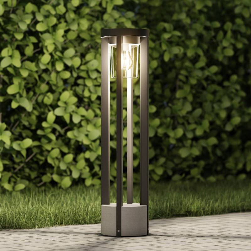 Lucande Wegeleuchte Overa, grau, Metall, 68 cm, IP44, E27 von LUCANDE