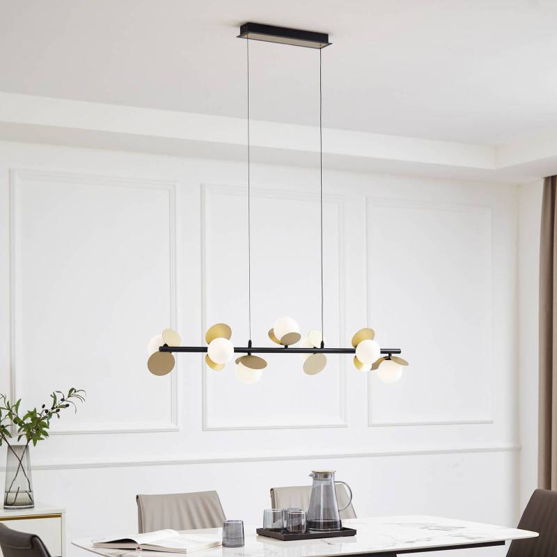 Lucande LED-Hängelampe Pallo, 7-flg., schwarz/gold, Glas von LUCANDE