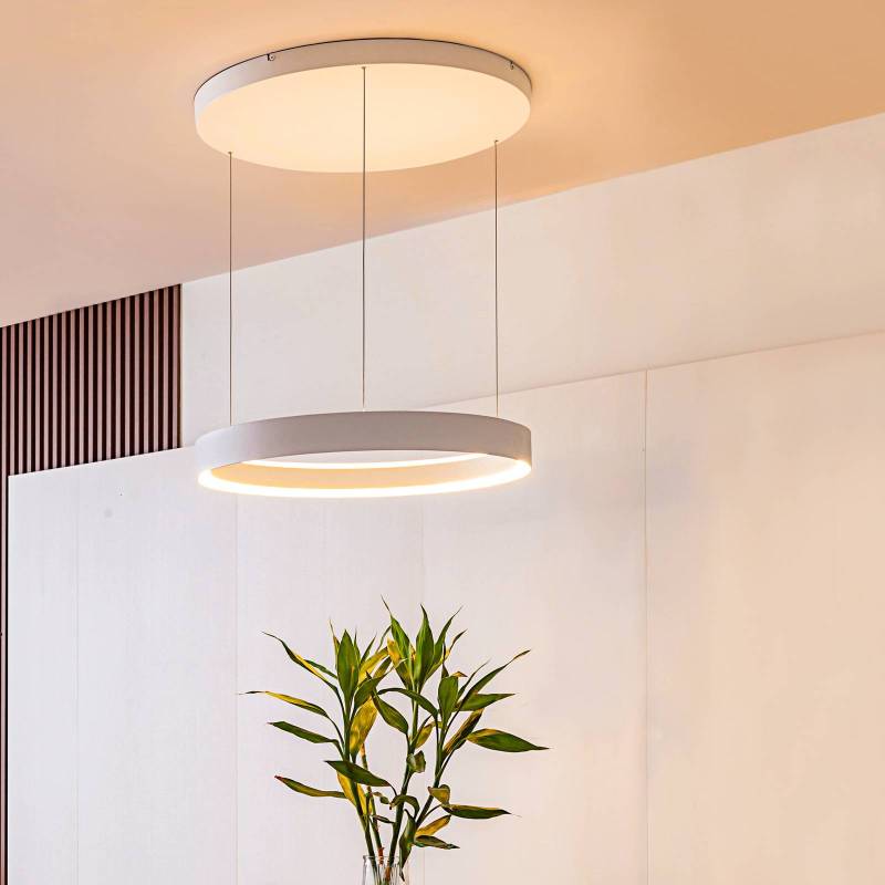 Lucande LED-Hängeleuchte Philine, Ø 60 cm, weiß, Eisen von LUCANDE