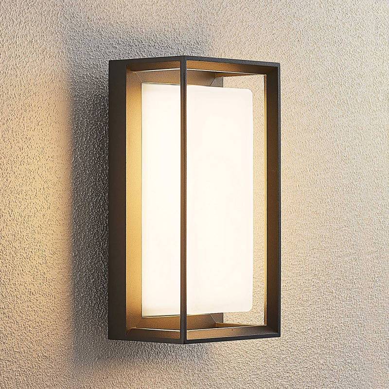Arcchio LED-Wandleuchte Ismera, anthrazit/opal, IP65, Glas von Arcchio