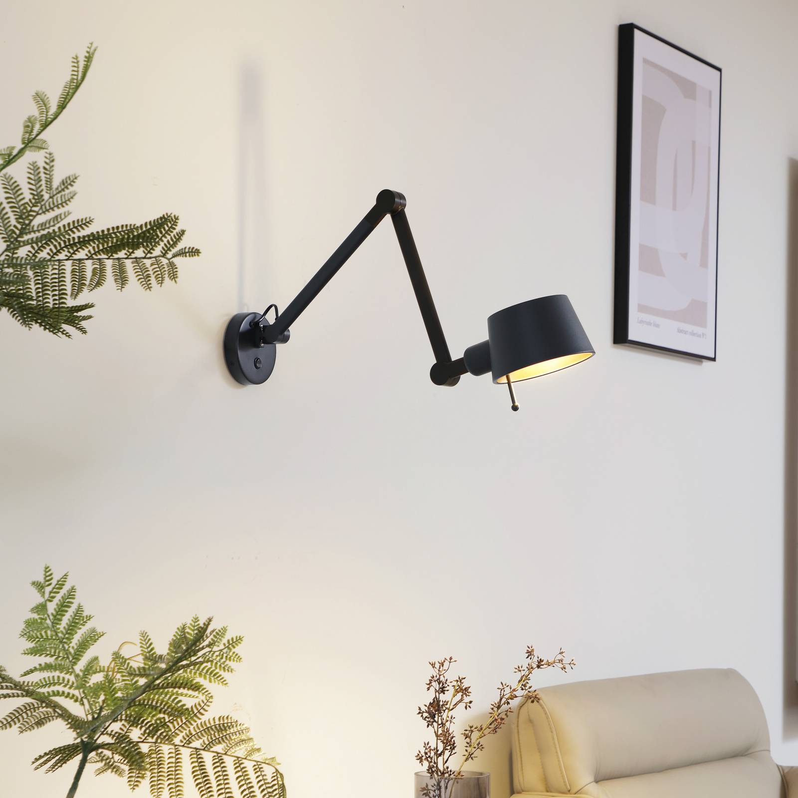 Lucande Wandleuchte Silka, 94 cm, schwarz, verstellbar, E27 Lucande Wandleuchte Silka, 94 cm, schwarz, verstellbar, E27 von LUCANDE