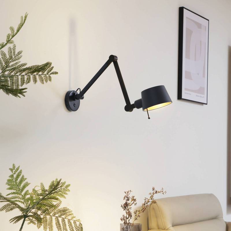Lucande Wandleuchte Silka, 94 cm, schwarz, verstellbar, E27 von LUCANDE