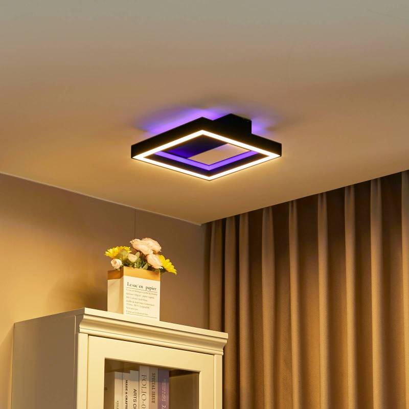 Lucande Smart LED-Deckenleuchte Tjado, 30 cm, schwarz, RGBW von LUCANDE