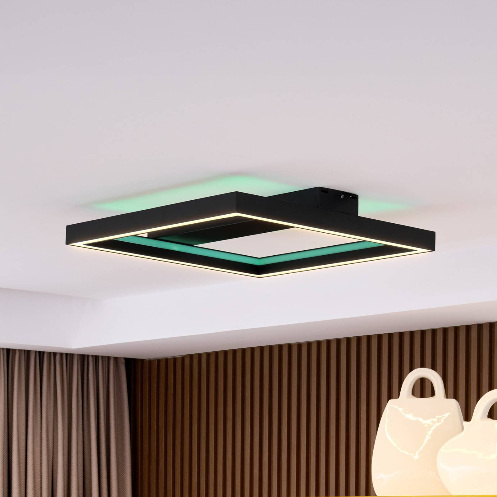 Lucande Smart LED-Deckenleuchte Tjado, 50 cm, schwarz, RGBW Lucande Smart LED-Deckenleuchte Tjado, 50 cm, schwarz, RGBW von LUCANDE