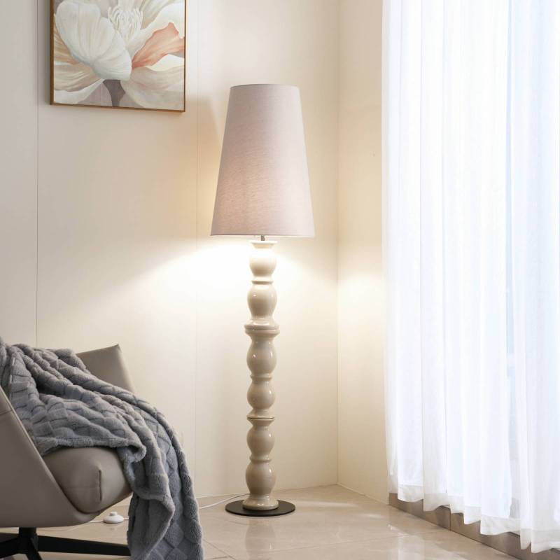 Lucande Stehleuchte Lyndorin, beige, Keramik, 150 cm von LUCANDE