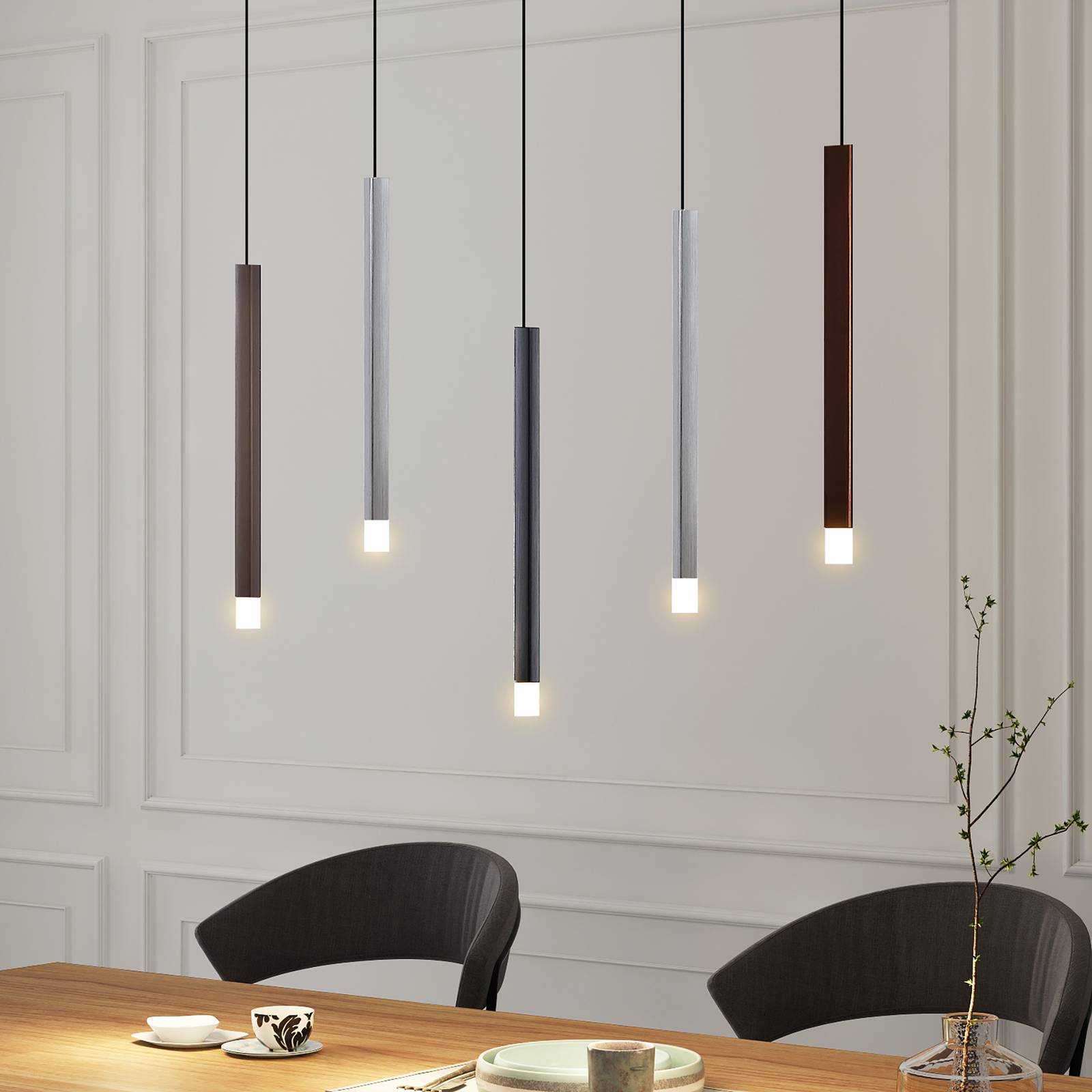 Lucande LED-Pendelleuchte Stoika, 88 cm, 5-flg., Metall Lucande LED-Pendelleuchte Stoika, 88 cm, 5-flg., Metall von LUCANDE