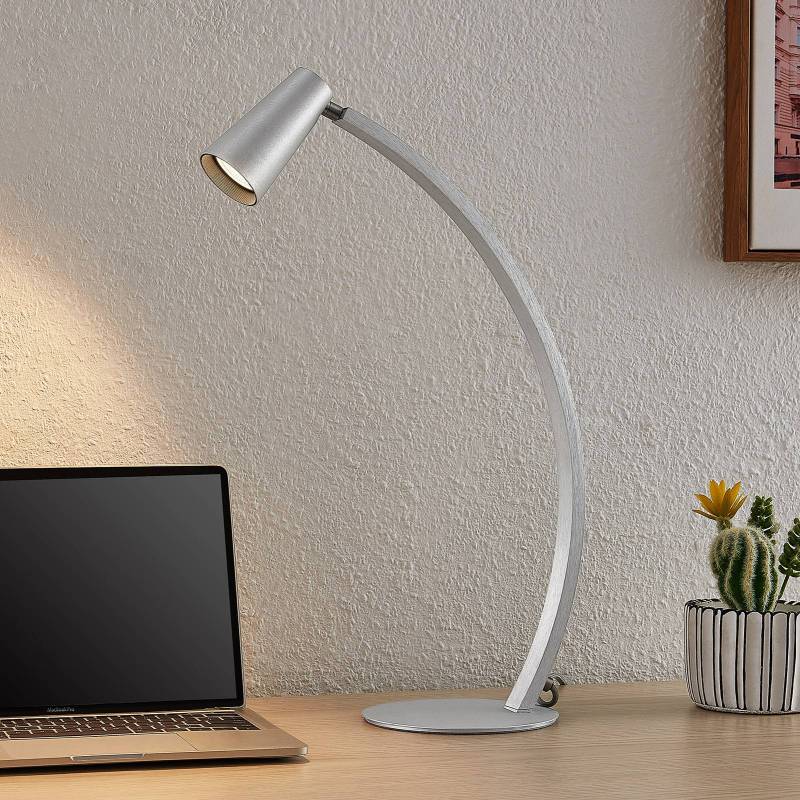 Lucande Velanoris Tischlampe, alu gebürstet von LUCANDE