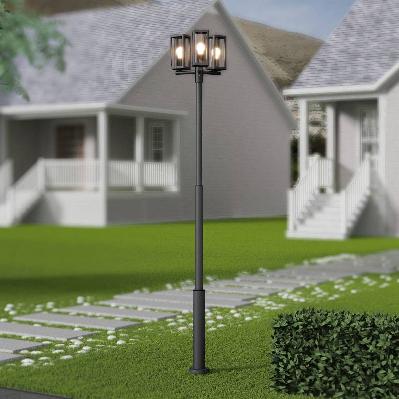 Lucande Außenlampe Siveta, 240cm, 3-flg., schwarz, E27, IP65 von LUCANDE