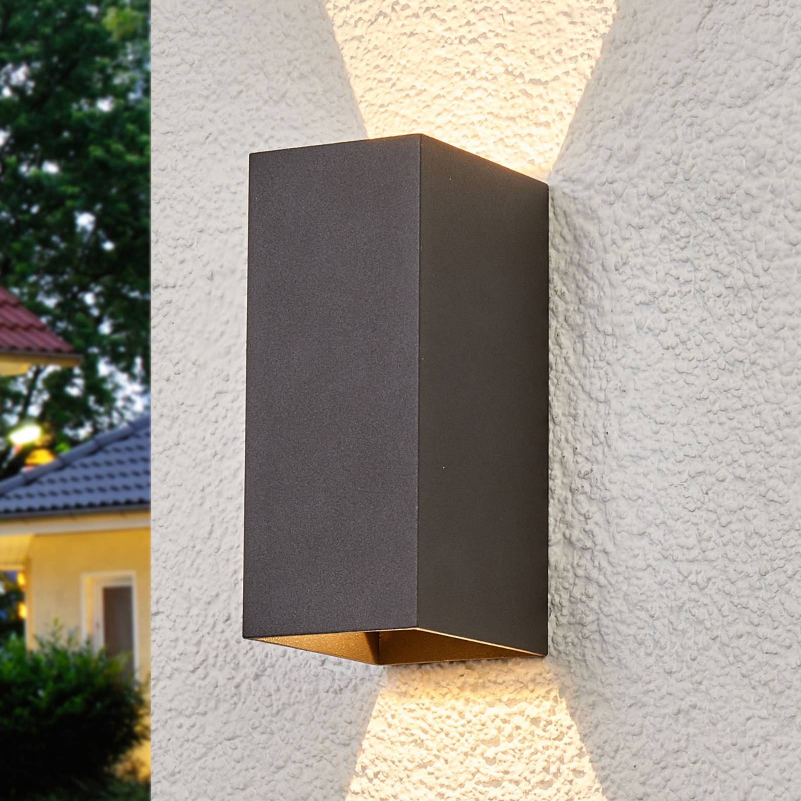 Lucande LED-Außenwandleuchte Mikka, 17 cm, anthrazit, 2-flg. Lucande LED-Außenwandleuchte Mikka, 17 cm, anthrazit, 2-flg. von LUCANDE