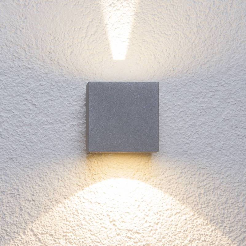 Lucande LED-Außenwandleuchte Jarno, silber, Metall, 9cm von LUCANDE