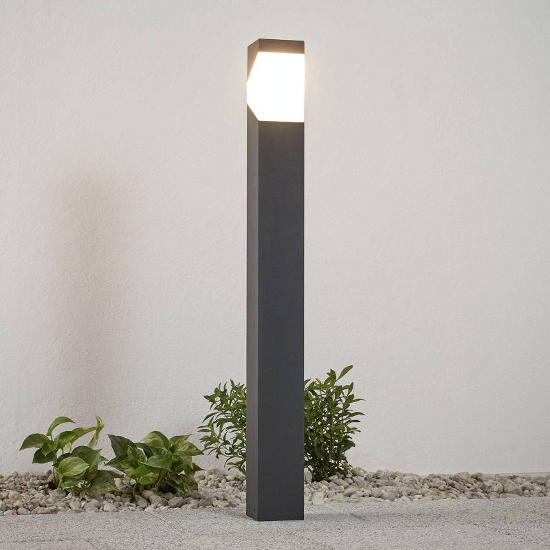 Lucande Wegeleuchte Kiran, 100 cm, grau, Metall, IP44, E27 von LUCANDE