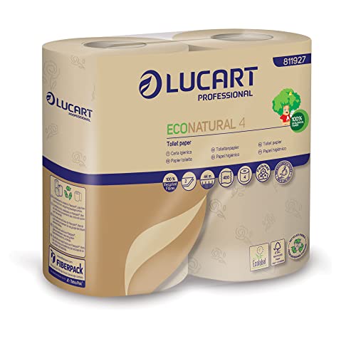 LUCART Eco Natural Lucart Rolle - 2-lagig - 400 Blatt - 811927 (4er Pack) von LUCART