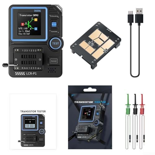LUCKCDUO LCR-P1 Transistor-Tester, multifunktionale elektronische Komponentenerkennung, Kapazitätswiderstandsmessgerät LCR ESR Meter von LUCKCDUO